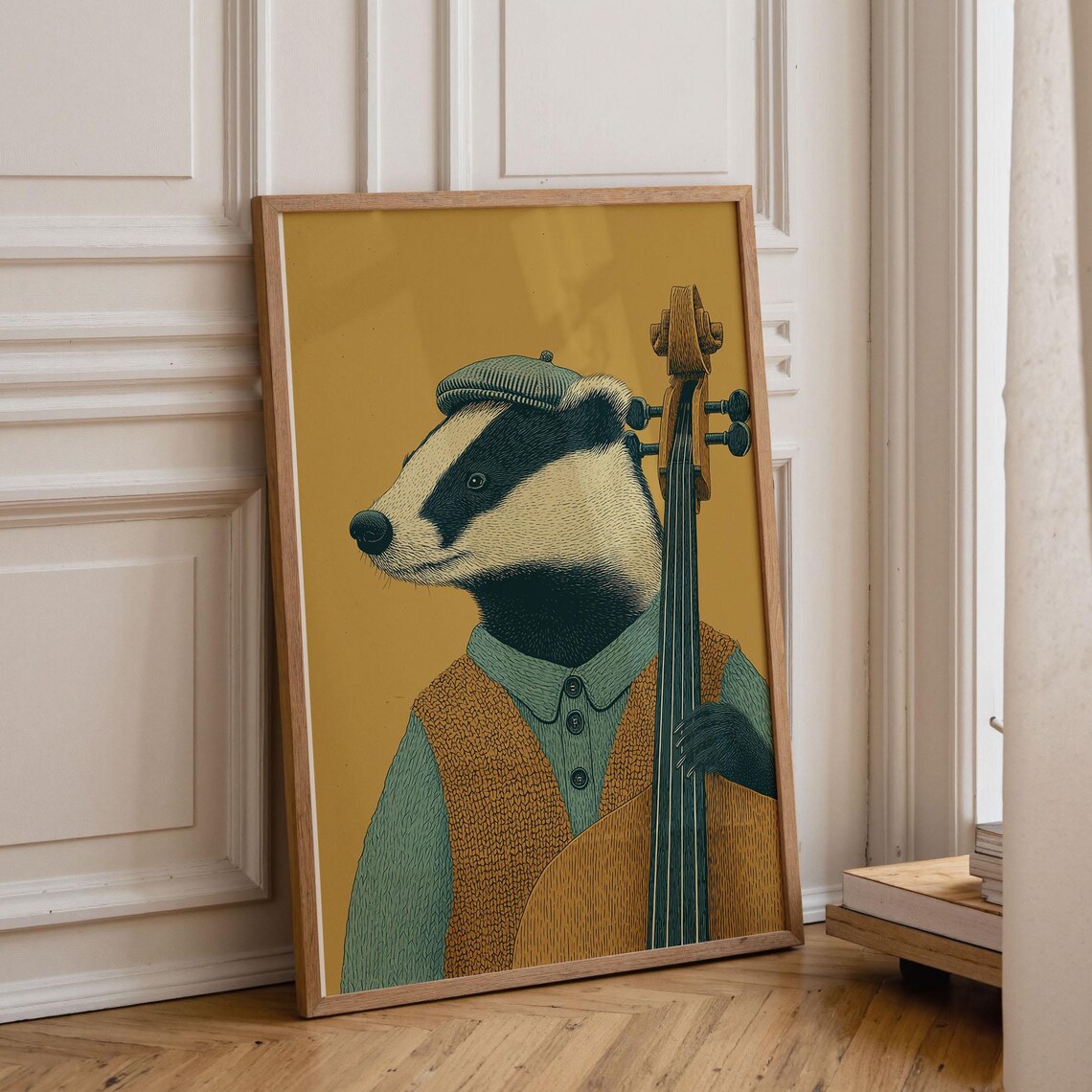 Musician Badger Vintage Animal Art Print