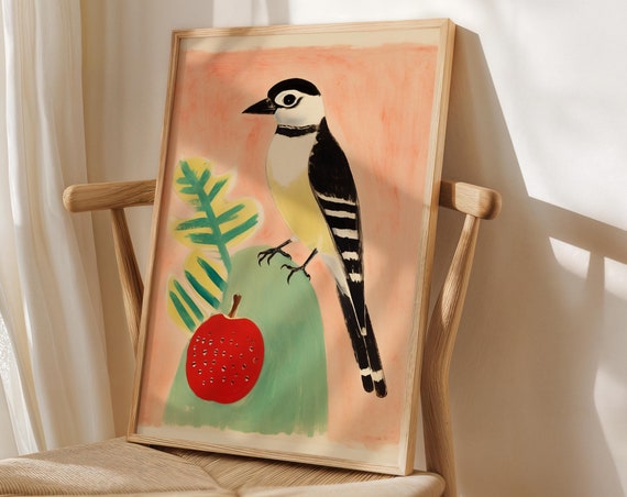 Bird Sketch Art Print, Farmhouse Nursery Decor