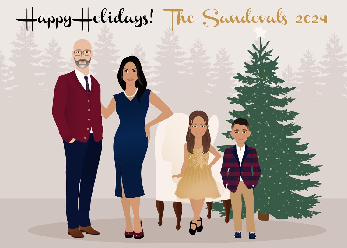 Custom Family Portrait, Formal Attire And Pose - Image 3