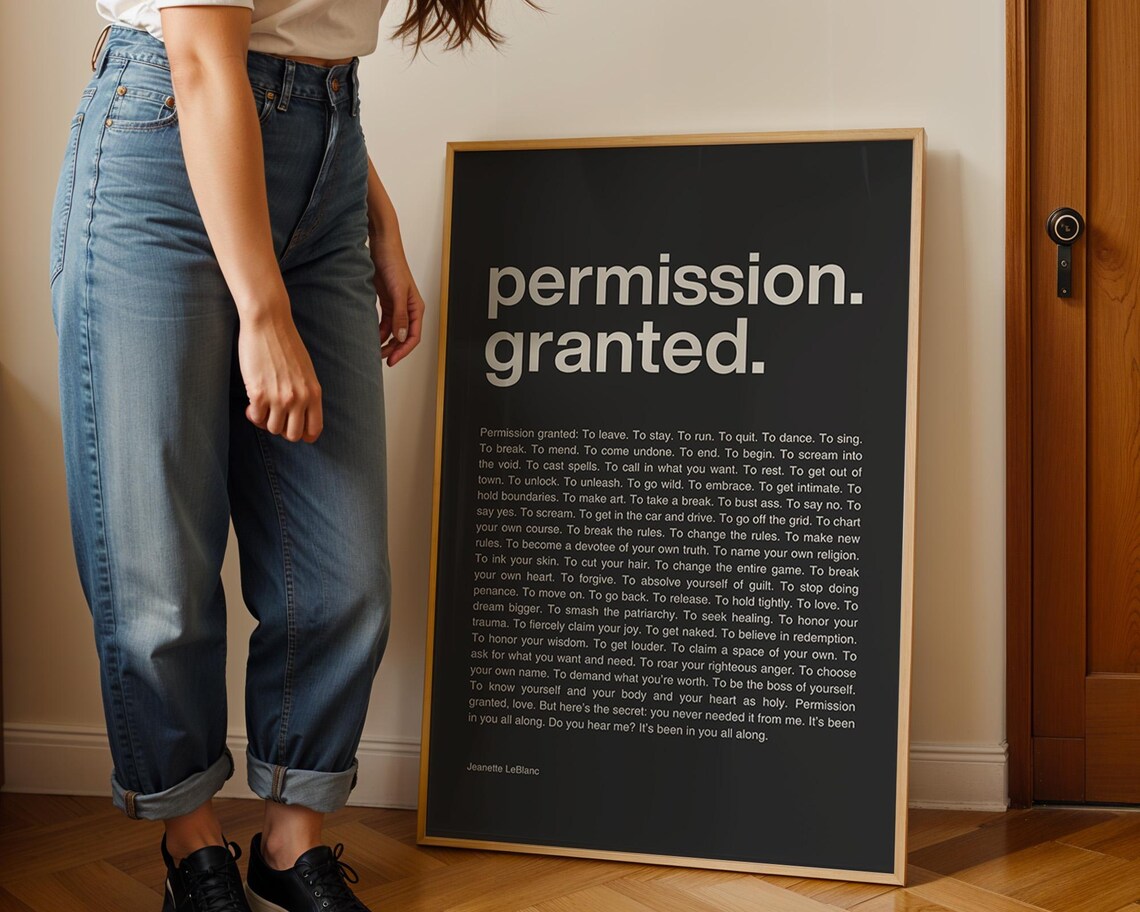 Permission Granted Print, Dark Academia Decor