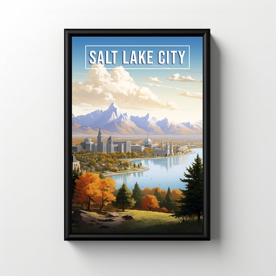 Salt Lake City Vintage Poster Salt Lake City Wall Art Salt Lake City Retro