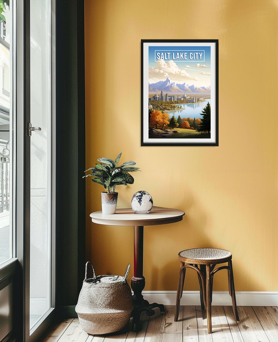 Salt Lake City Utah Fall Foliage Lakeside Vintage Travel Poster - Image 2