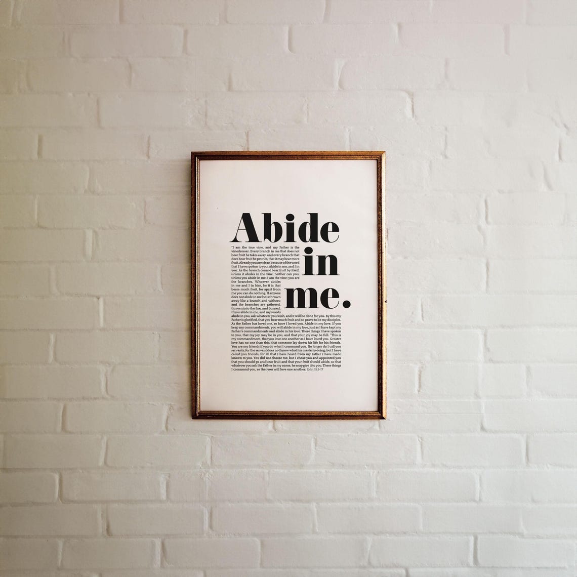 John 15 1 Abide In Me True Vine Bold Black Serif Scripture Poster - Image 5