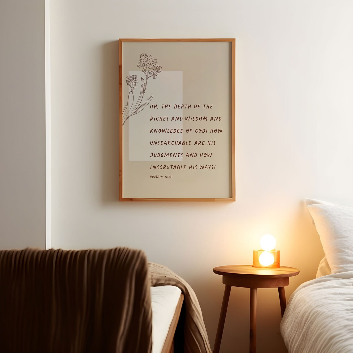 Romans 11:33 Oh The Depth Of The Riches Floral Bible Verse Poster - Image 6