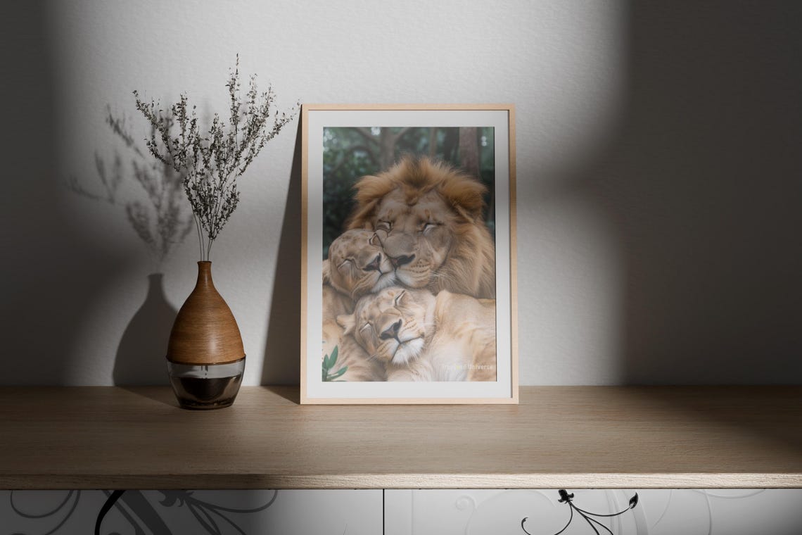 Family Nap Time 1 High Resolution Lion Family Wall Art Animal Wall Art Lion Art Art Lion Poster Animal Love - Image 2
