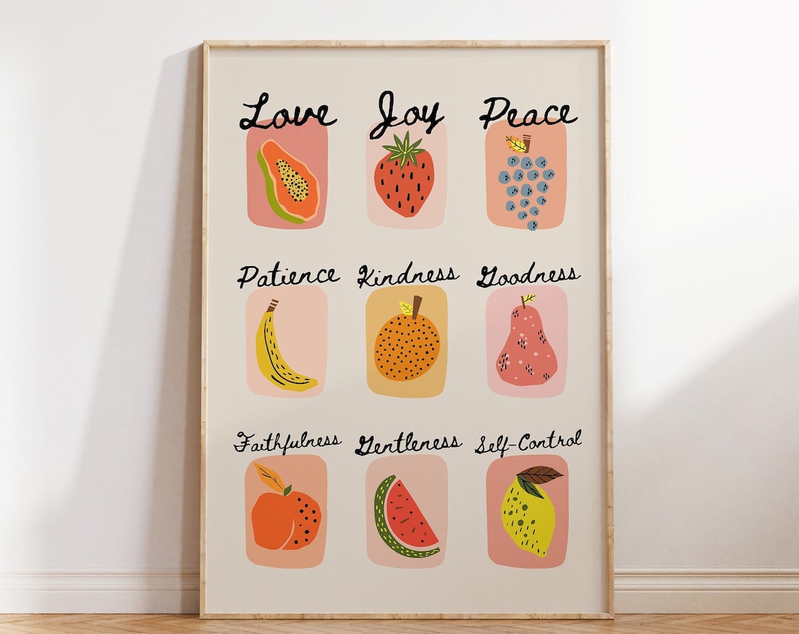 Fruit of the Spirit Retro Christian Scripture Print