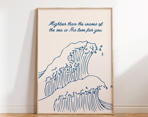 Psalm 93:4 Minimalist Christian Ocean Art Print