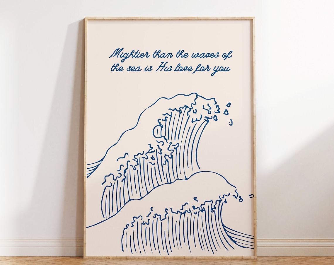 Psalm 93:4 Minimalist Christian Ocean Art Print