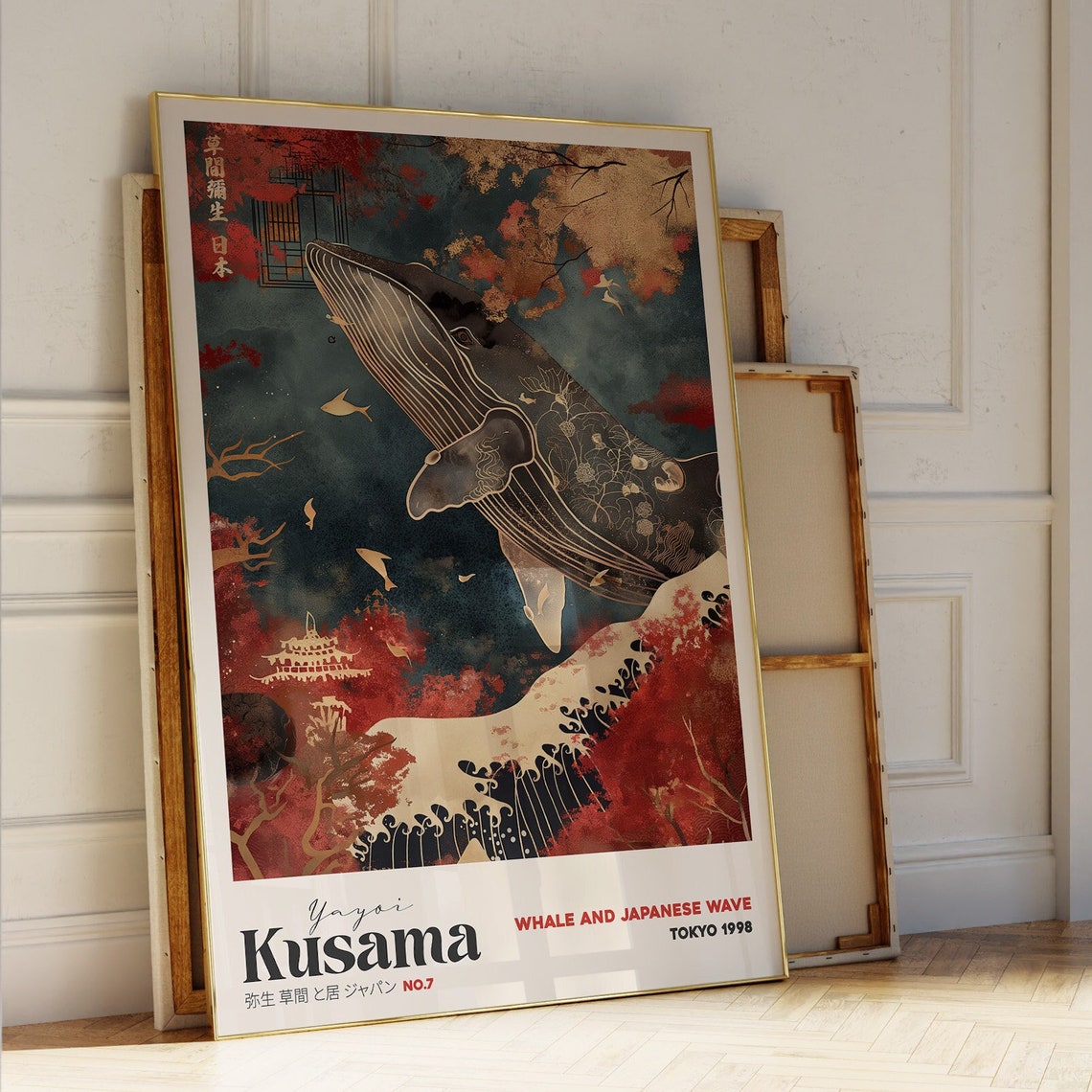 Yayoi Kusama Whale Japanese Wave Tokyo 1998 Exhibition Poster