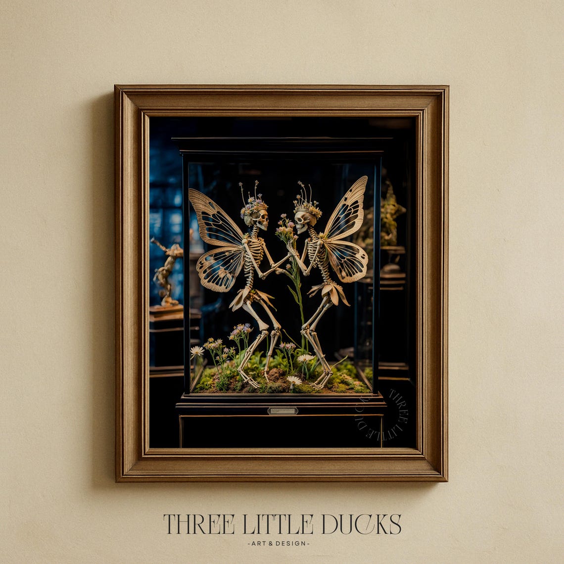 Fairy Skeleton Specimens In Glass Case Gothic Dark Academia Poster