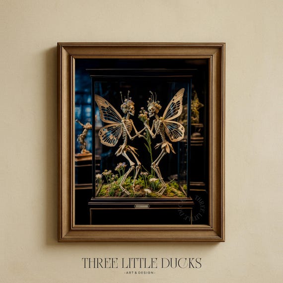 Fairy Specimens Art Gothic Fantasy Museum Exhibit Dark Academia Skeleton Fairies Victorian Curiosity 631