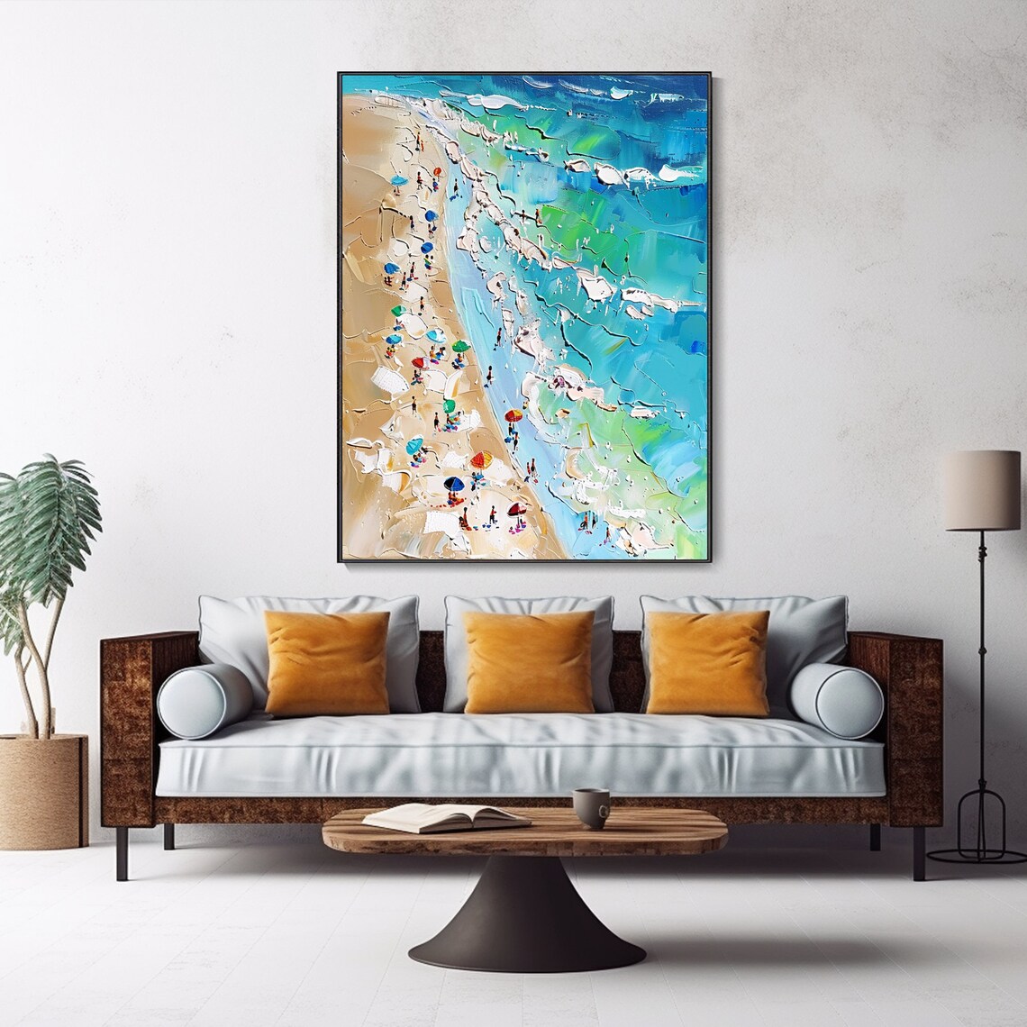 Beach Rhapsody Knife Painting, Summer Seascape Art Print - Image 5