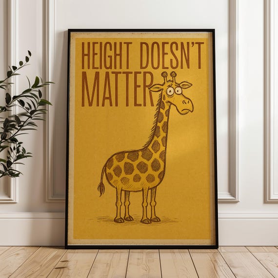 Funny Giraffe Poster Retro Whimsical Animal Illustration Print