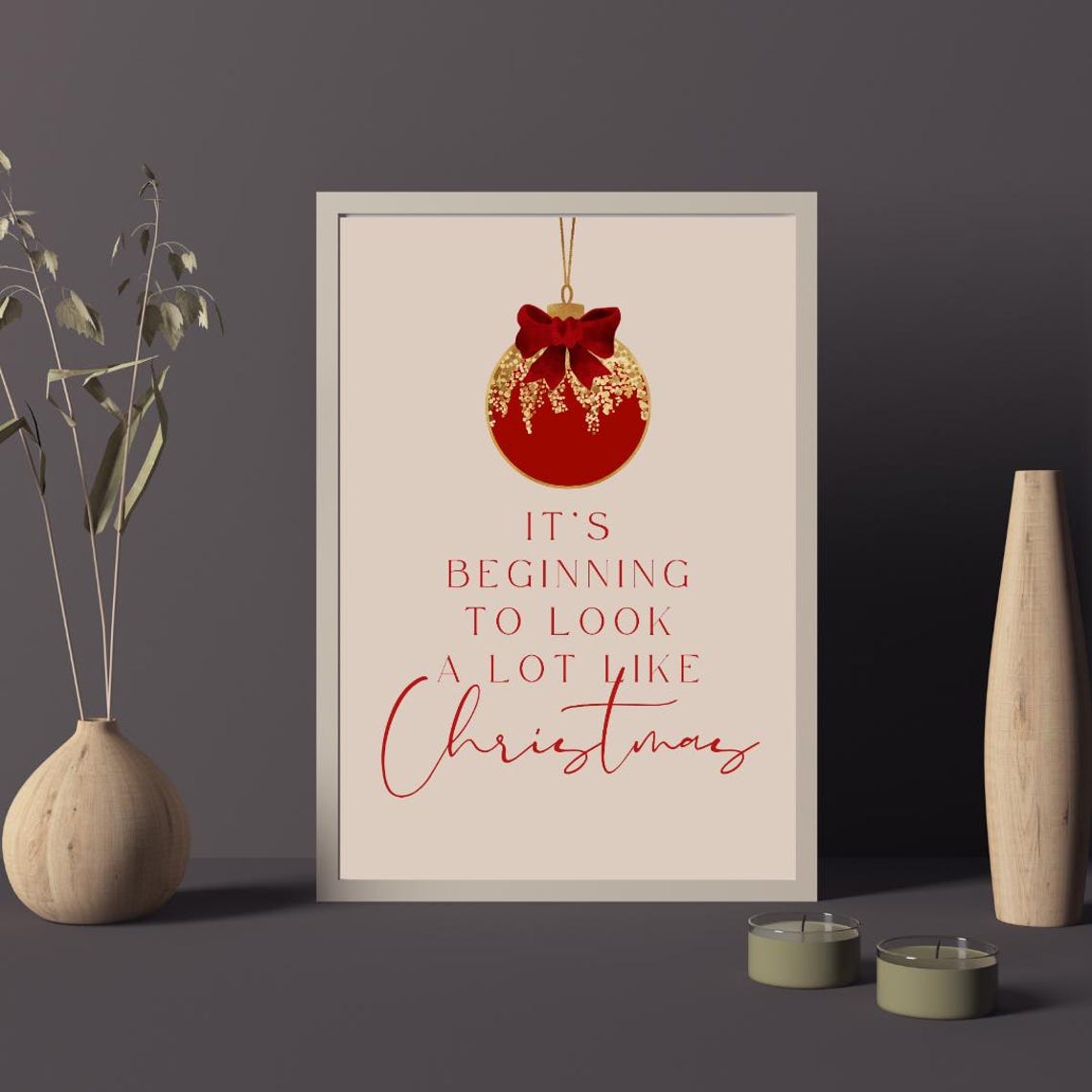 Its Beginning To Look A Lot Like Christmas Beige Ornament Poster - Image 3