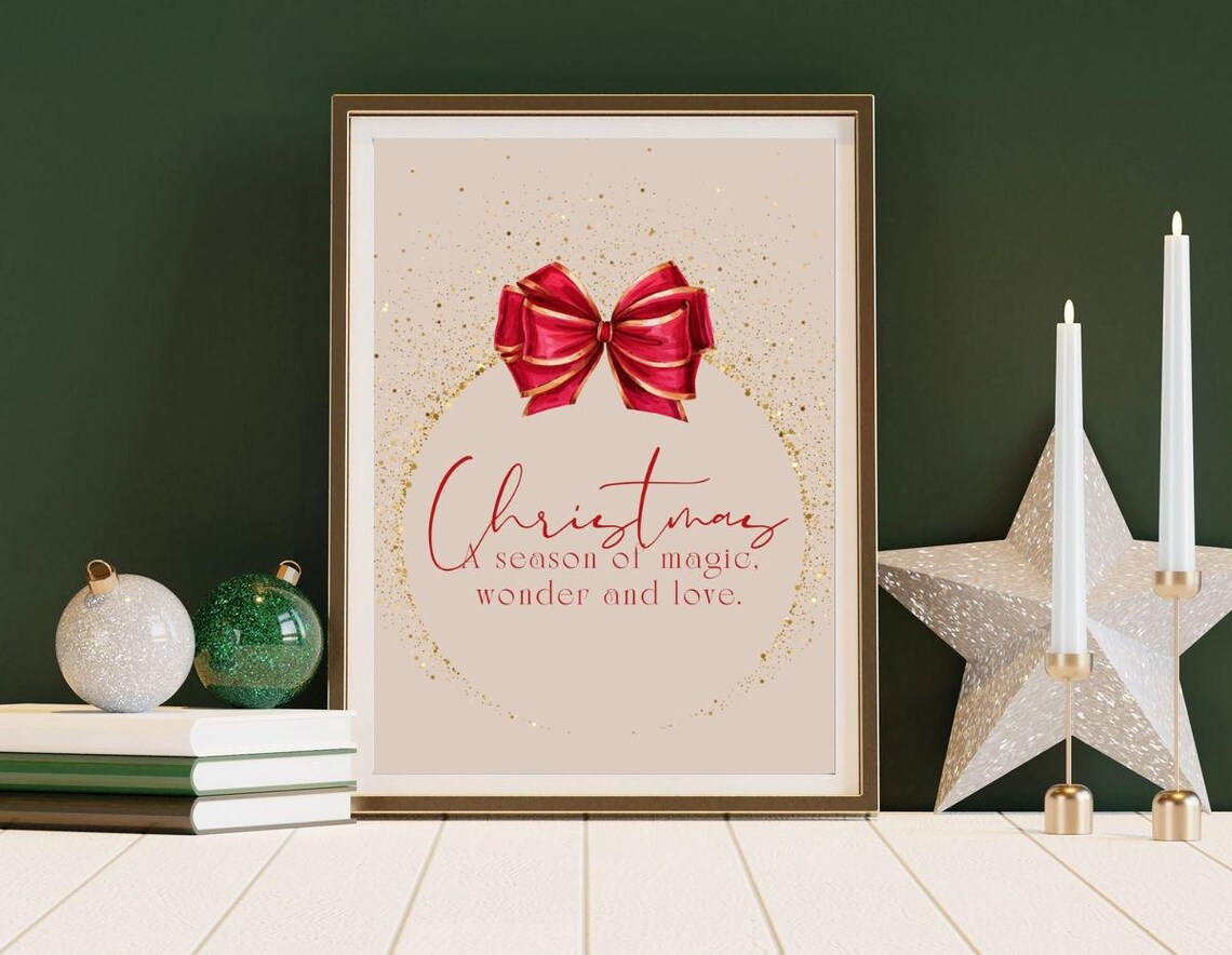 Christmas A Season Of Magic Wonder And Love Beige Bow Poster - Image 3
