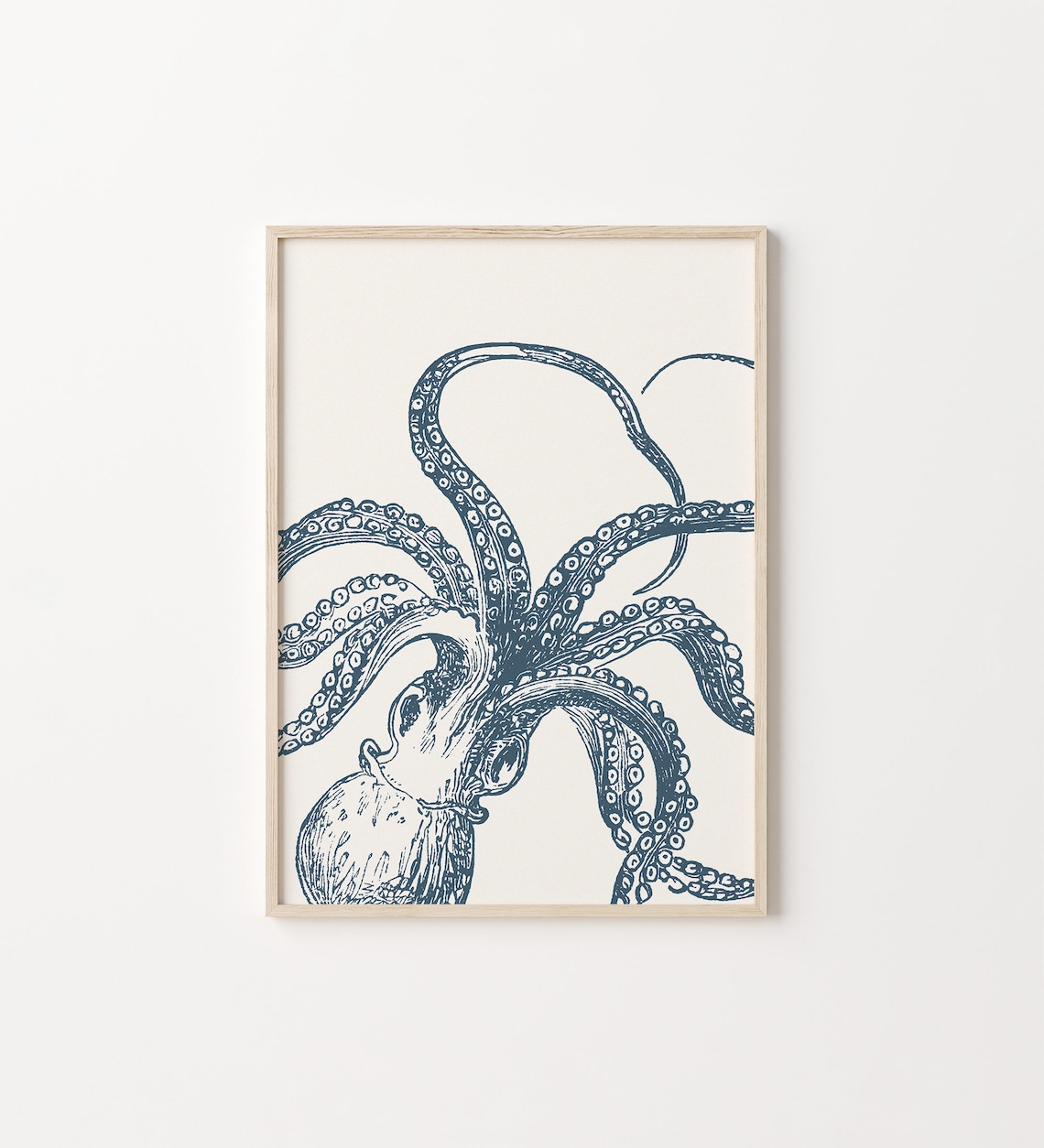 Octopus Nautical Wall Art Print, Coastal Decor