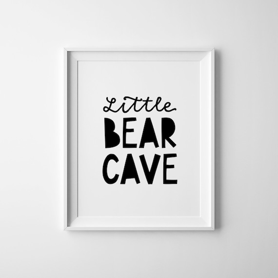 Little Bear Cave Hand Lettered Boys Room Nursery Wall Art Decor