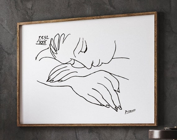 Picasso Sleeping Woman Sketch Line Art Print