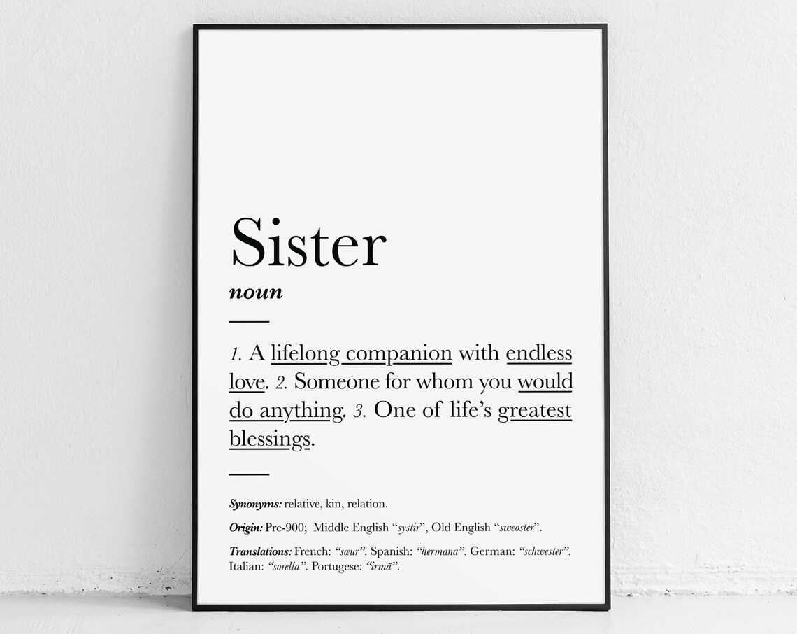 Sisterly Love Sisters Quote Definition Art Print