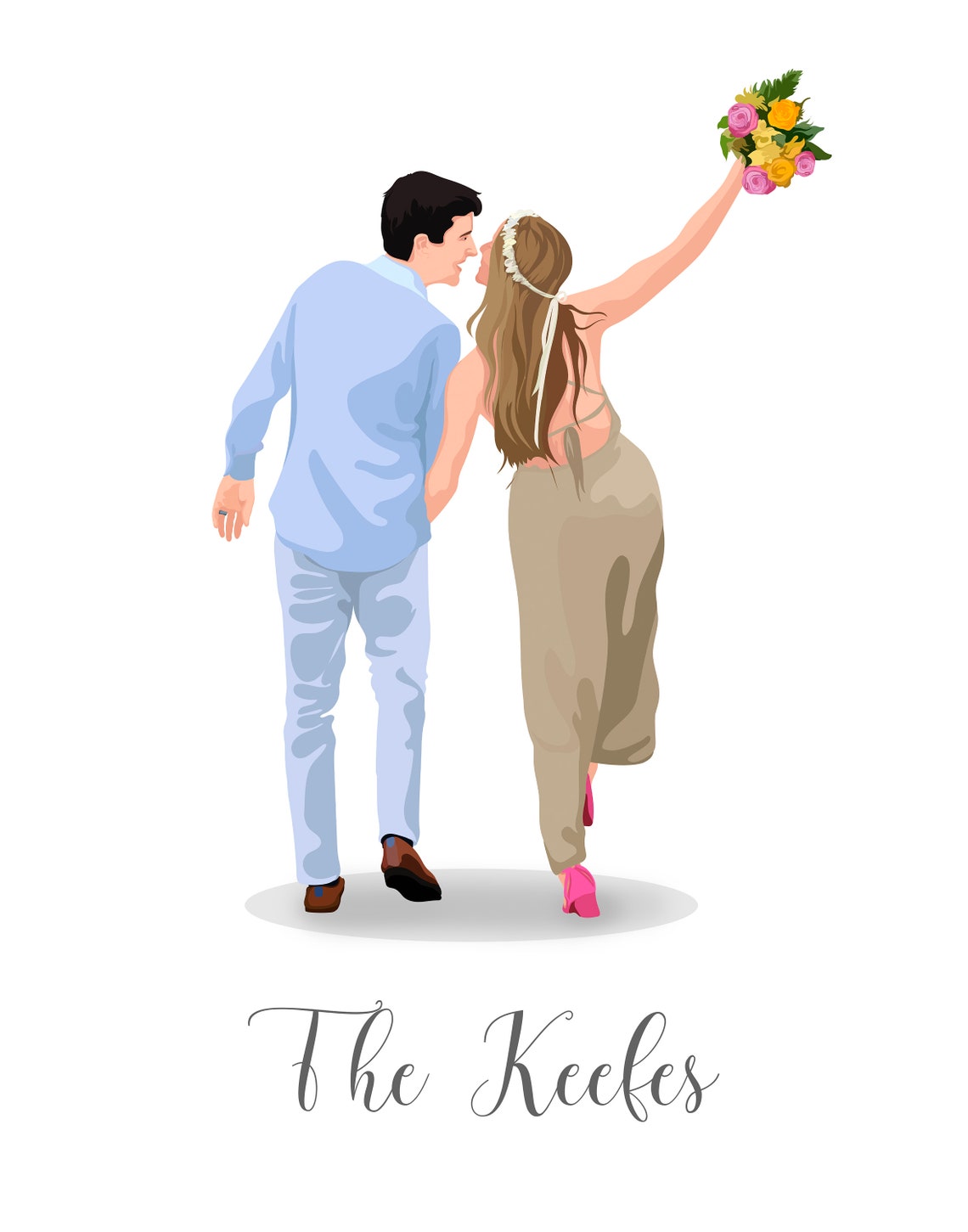 Custom Couple Portrait Illustration Personalized Gift for Her Print - Image 5