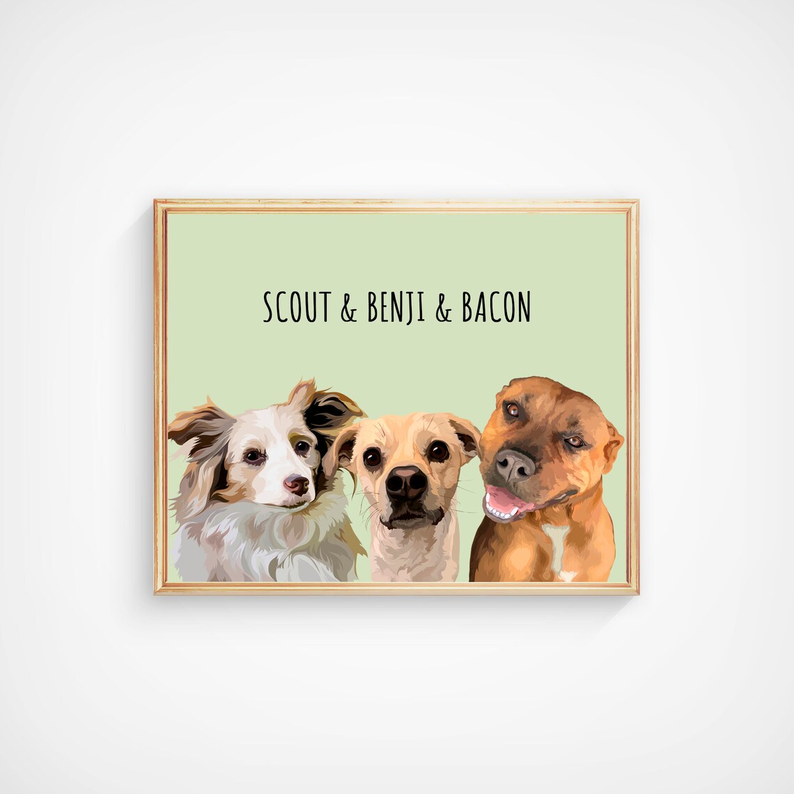 Custom Two Dogs And Cat Portrait Abby Roxy Rocky Trio Poster - Image 5