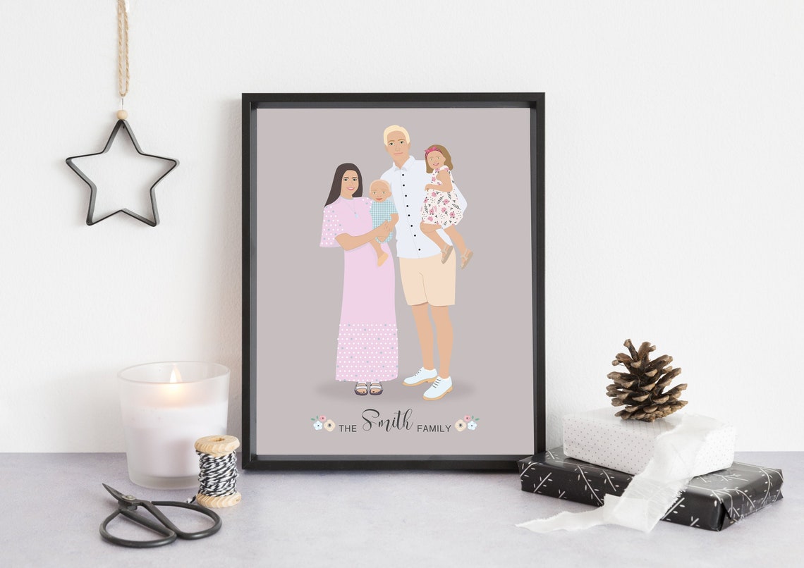 The Smith Family of Four Vector Portrait Custom Illustration Poster - Image 5