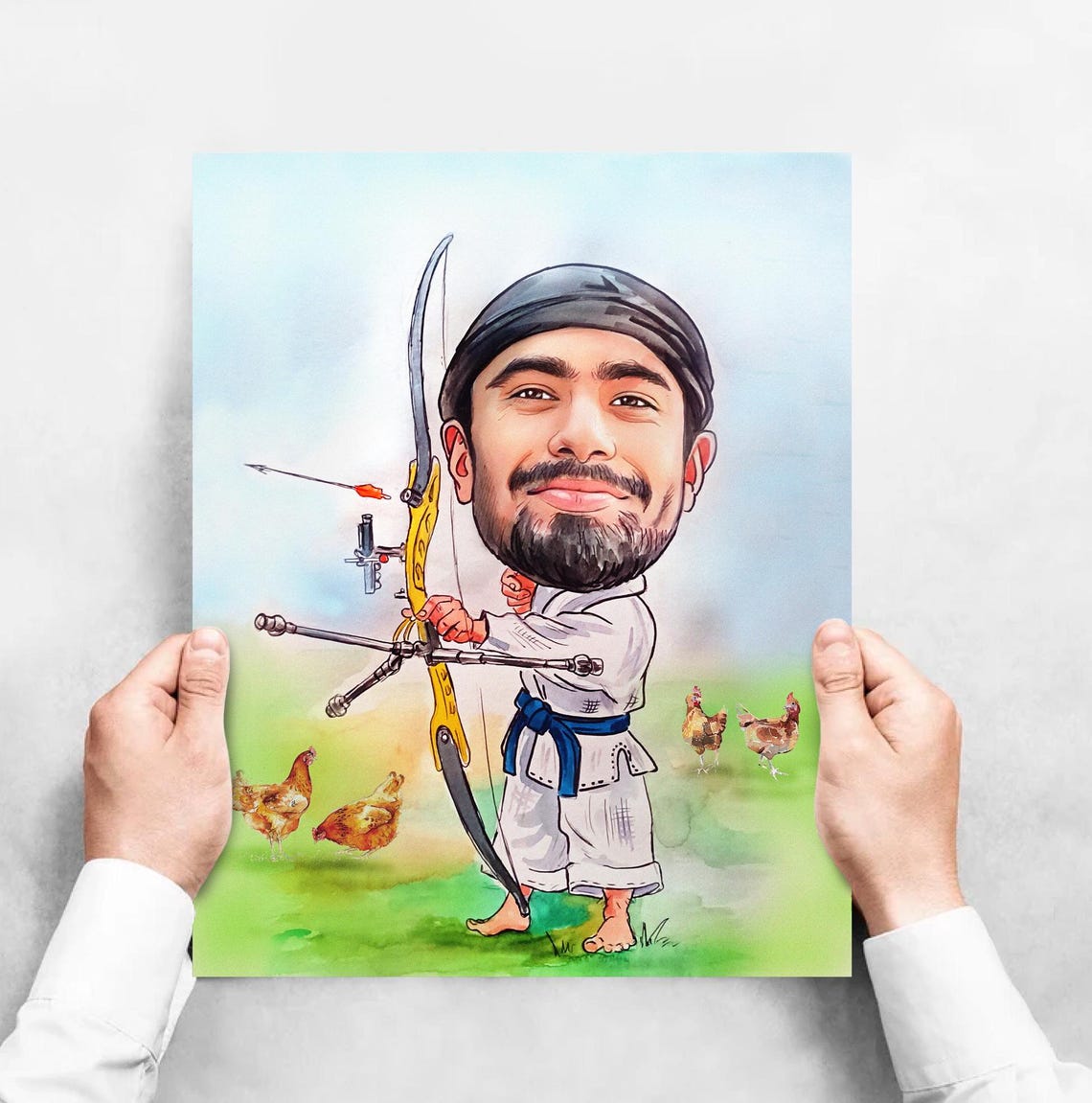 Funny Custom Caricature Martial Arts Bowhunter Farm Gift Poster