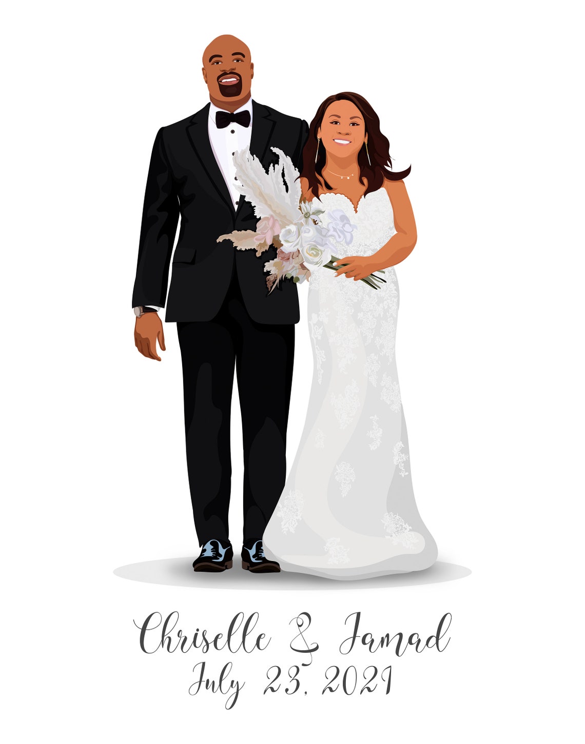 Wedding Couple Close-Up Classic Black-Tie Custom Portrait Poster - Image 5