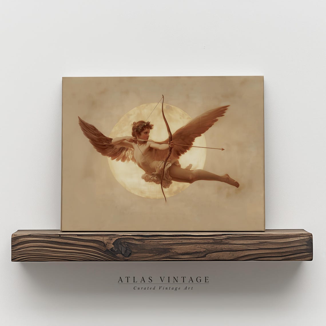 Vintage Cupid Archer Aiming Bow at Moon Romantic Angel Art Poster - Image 8