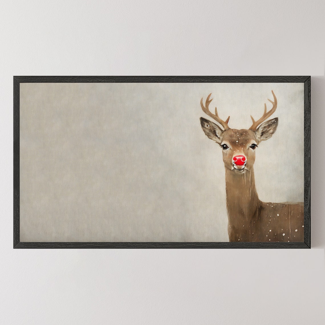 Cute Christmas Reindeer with Red Nose in Snowy Winter Scene Poster - Image 6