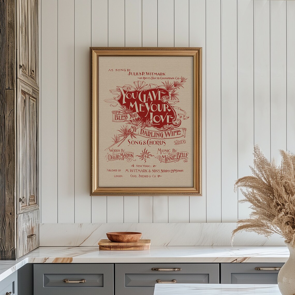 You Gave Me Your Love Vintage Sheet Music Cover Red Lettering Poster - Image 5