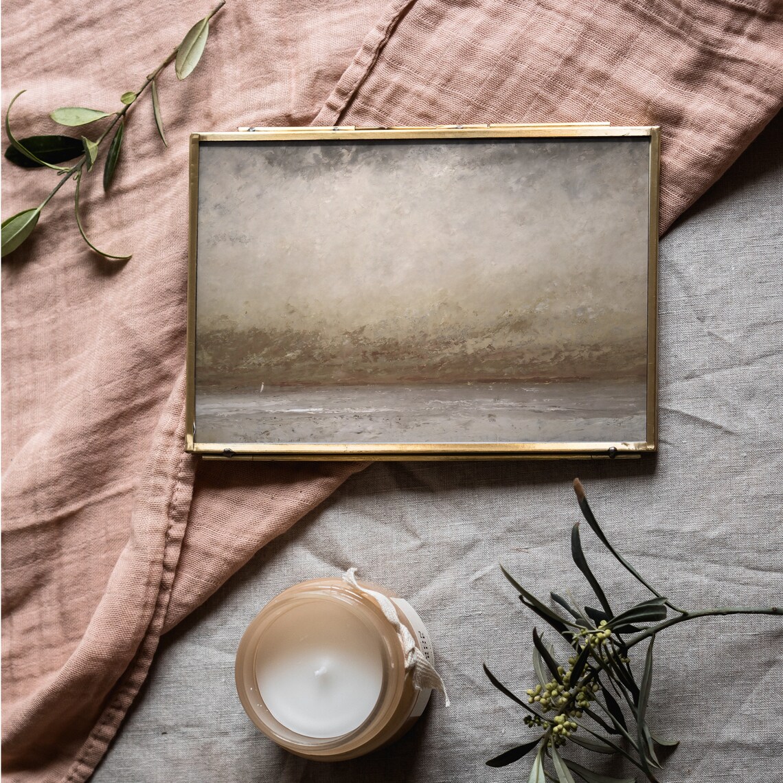 Muted Gray Abstract Coastal Painting Neutral Beach Bathroom Decor Poster - Image 3