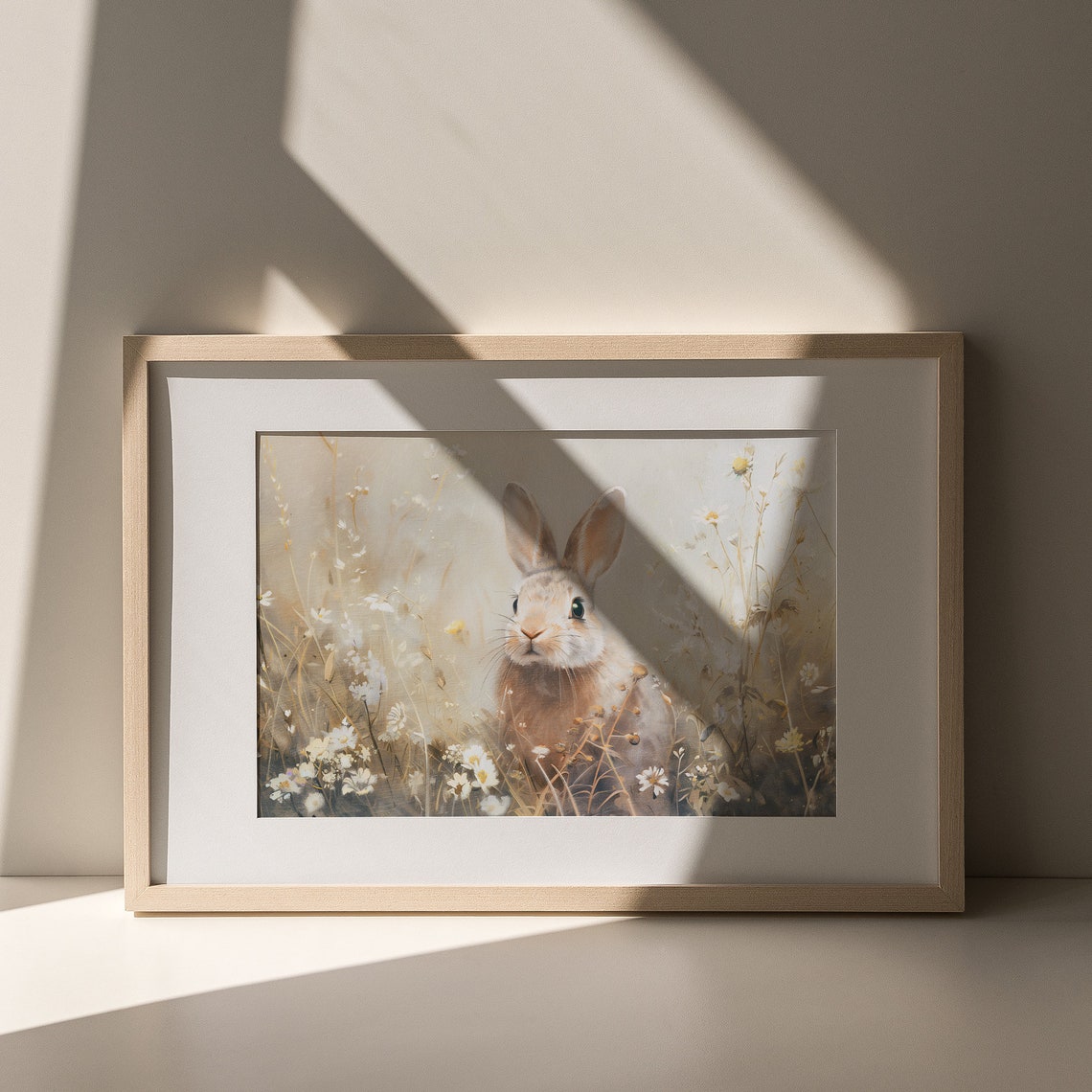 Sweet Bunny Among White Wildflowers Spring Meadow Easter Poster - Image 8