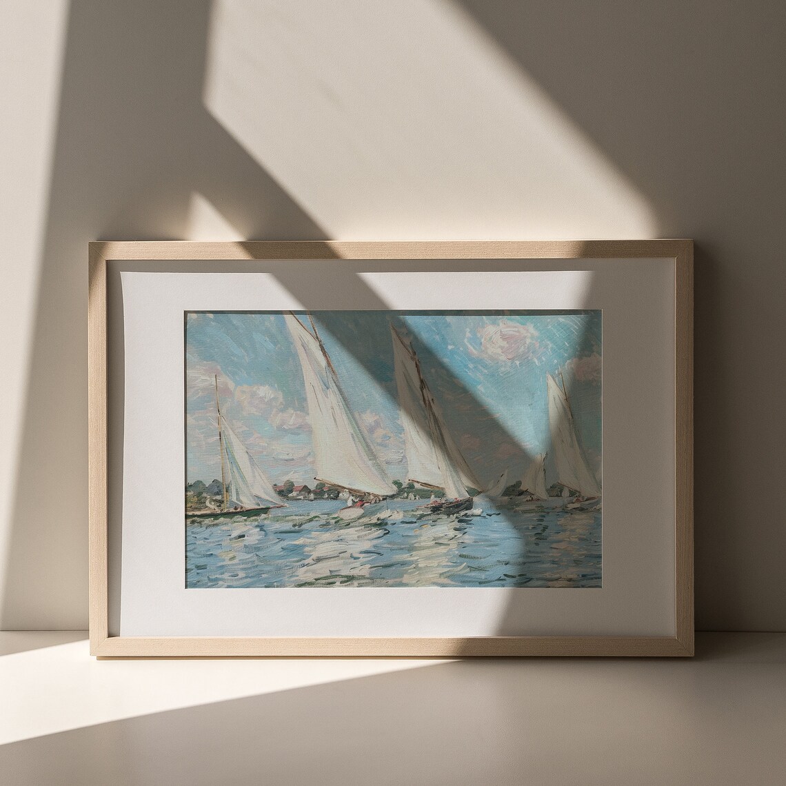 Sailboat Regatta Race Impressionist Vintage Seascape Painting Poster - Image 2