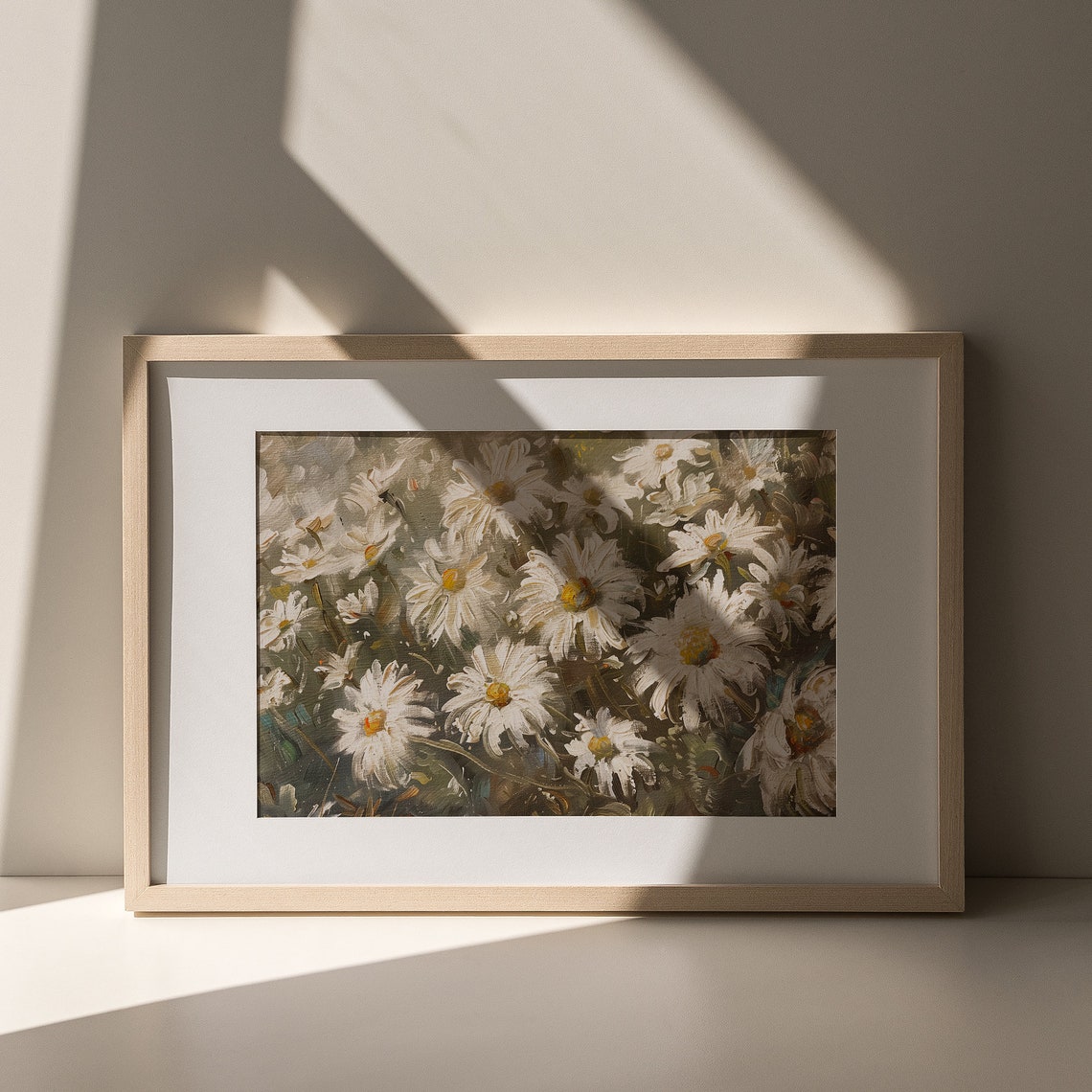 White Daisy Blooms Impressionist Oil Painting Garden Flower Poster - Image 6