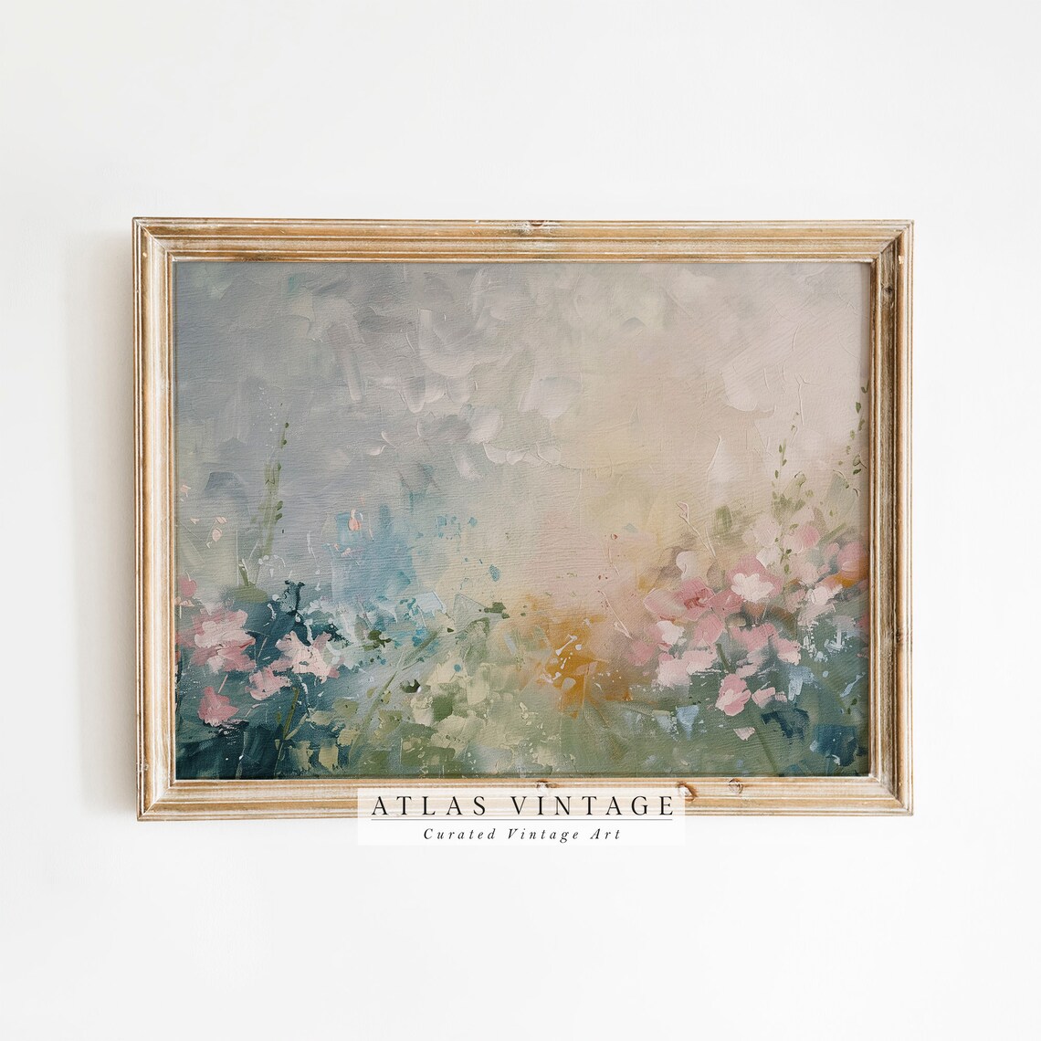 Abstract Spring Flower Field Pastel Blossom Landscape Painting Print