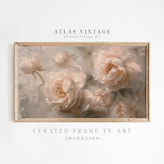 Blush Peonies Soft Pink Flowers Vintage Botanical Art Poster