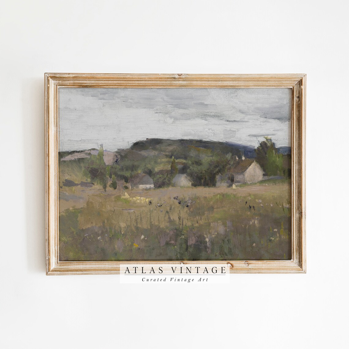 Vintage Countryside Village With Rolling Hills Antique Country Poster