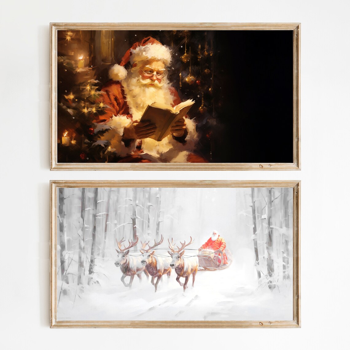 Set of 9 Vintage Winter Prints Santa Reindeer Gallery Wall Poster - Image 7