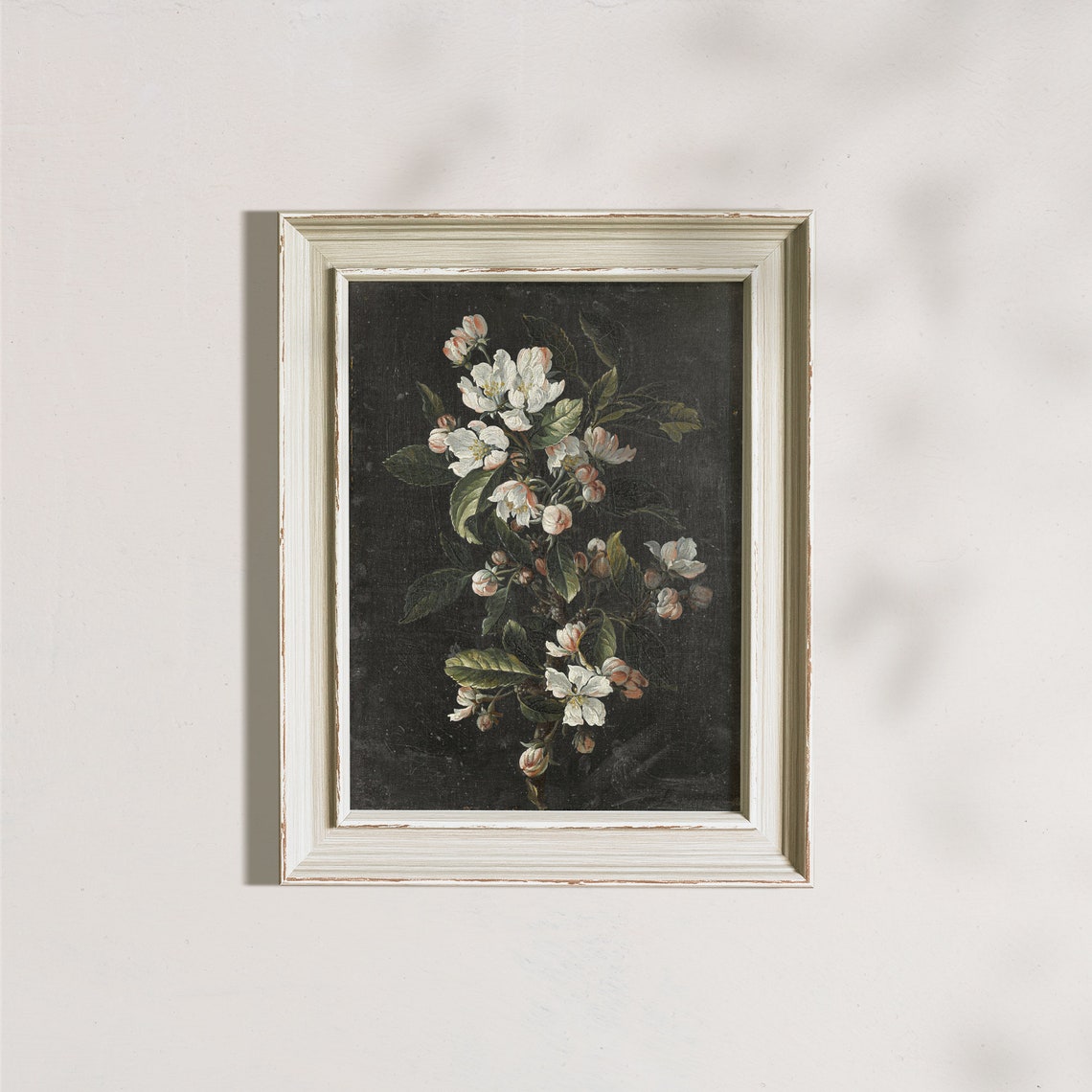 White Apple Blossoms on Dark Background Vintage Botanical Poster - Image 6