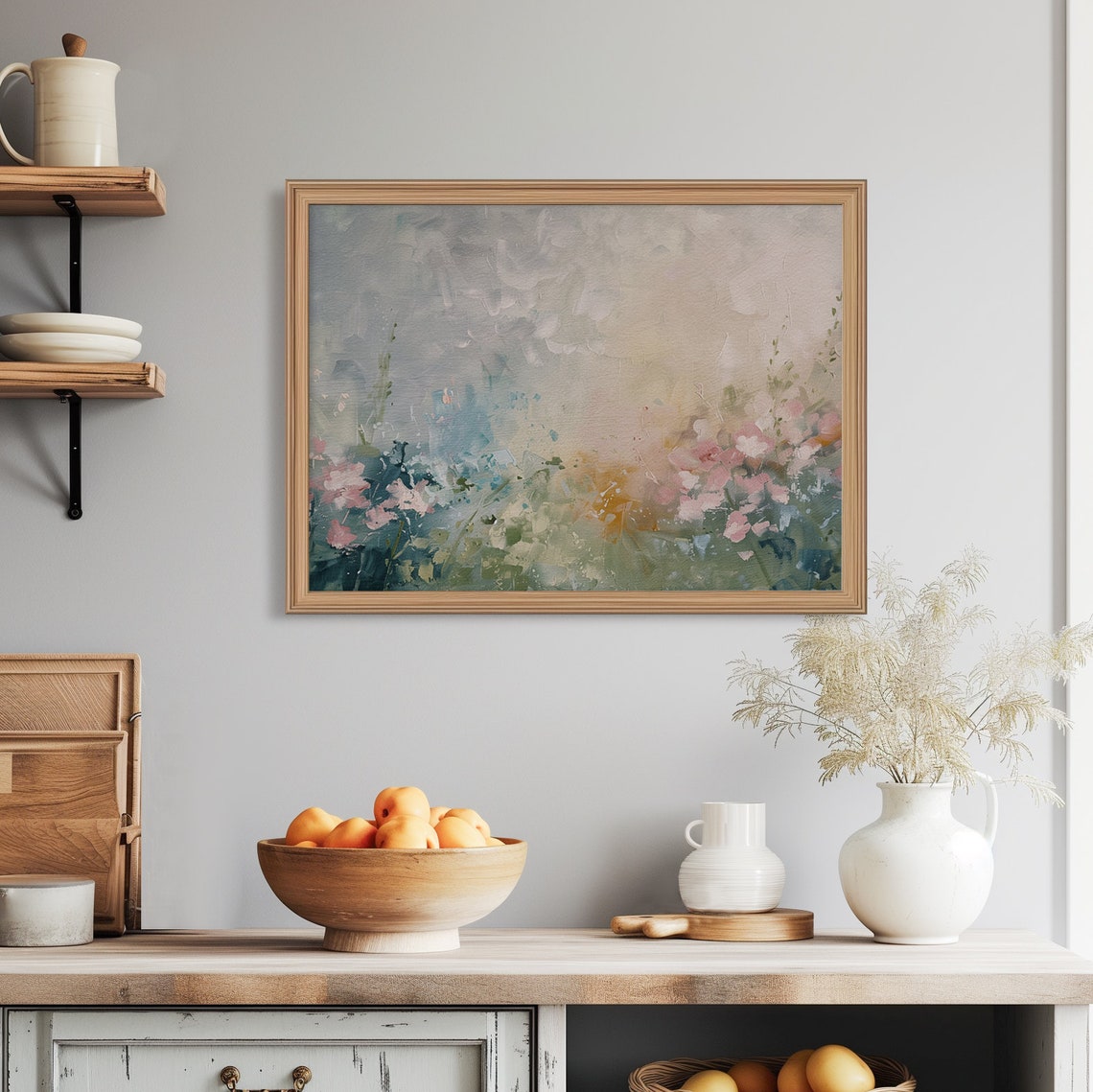 Abstract Spring Flower Field Pastel Blossom Landscape Painting Print - Image 7