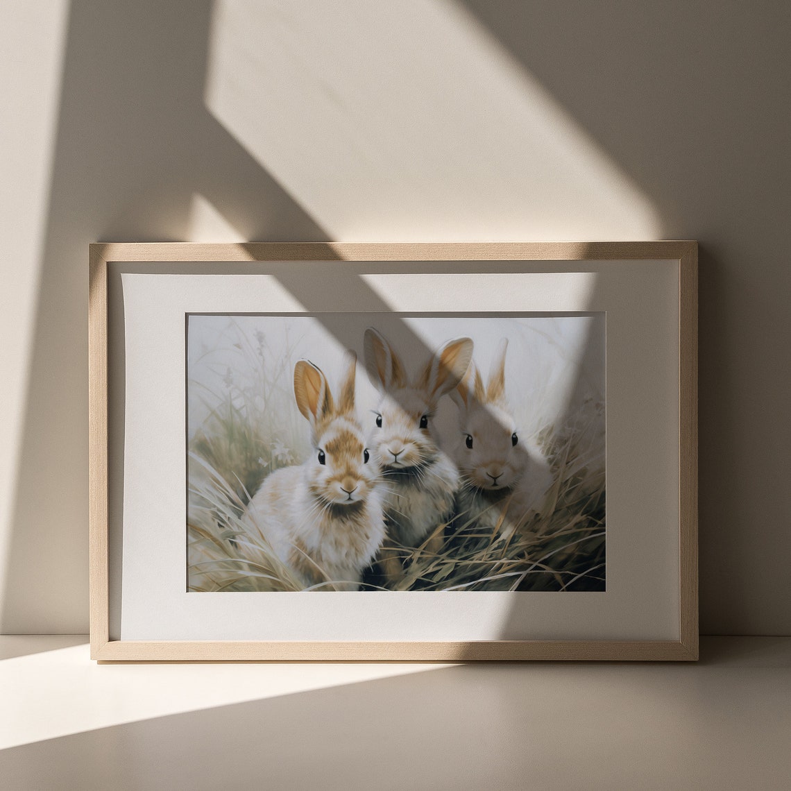 Vintage Easter Decor Print Antique Easter Bunnies Wall Art Moody Rabbit Painting Hare Spring Decor - Image 6
