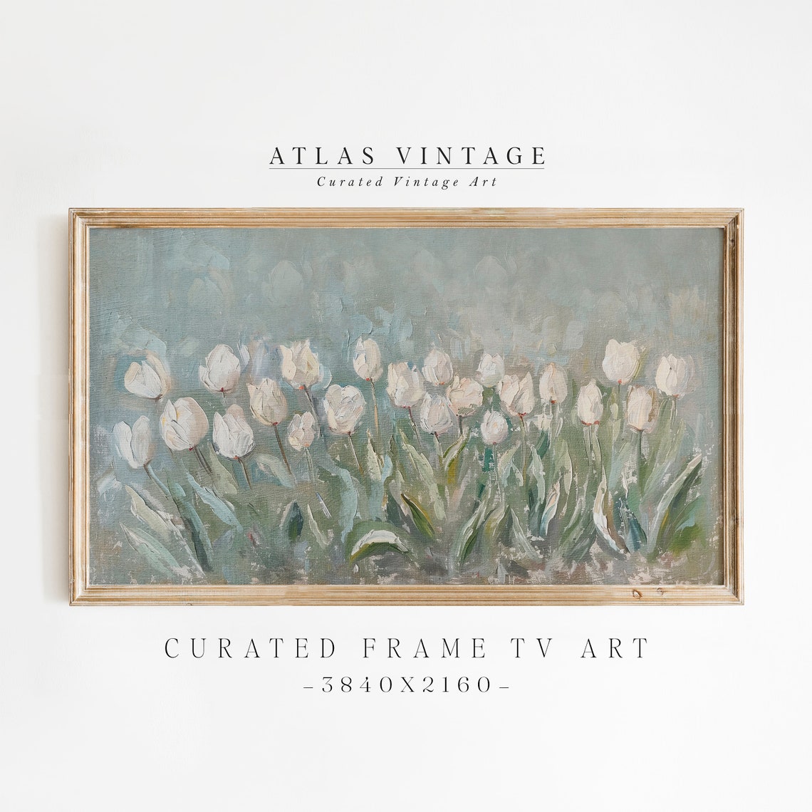 Vintage Tulip Flower Summer Tv Art White Floral Spring Painting Tv Art Botanical Garden Farmhouse Decor French Country Screensaver