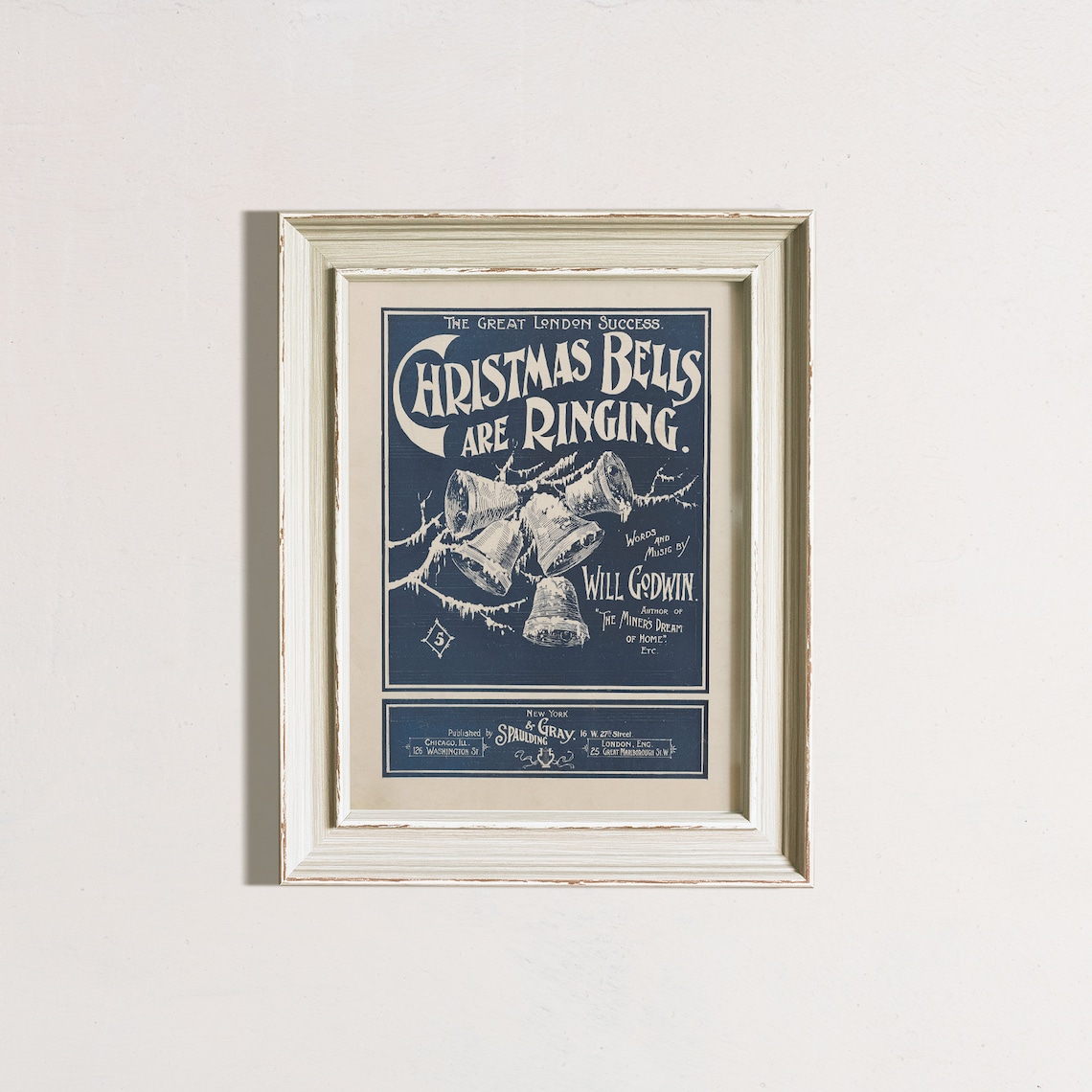 Vintage Christmas Bells Are Ringing Sheet Music Cover Poster Art - Image 7