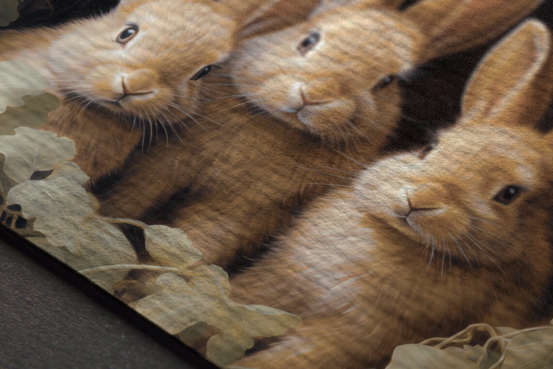 Three Baby Bunnies In Dark Ivy Moody Spring Rabbit Family Poster - Image 6