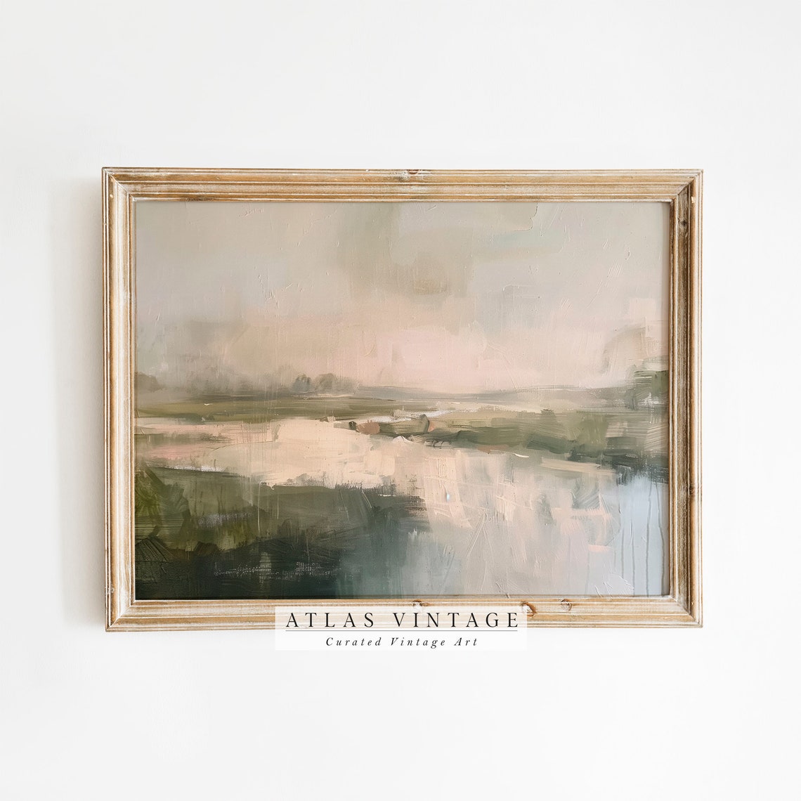 Abstract Muted Marsh Lake in Soft Neutral Tones Landscape Poster