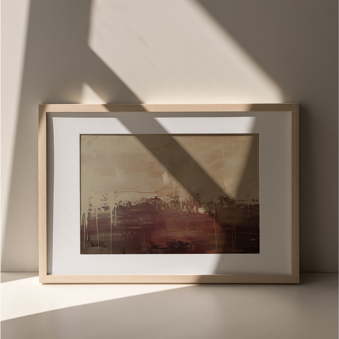Moody Fall Abstract Landscape Burgundy Modern Autumn Painting Poster - Image 4