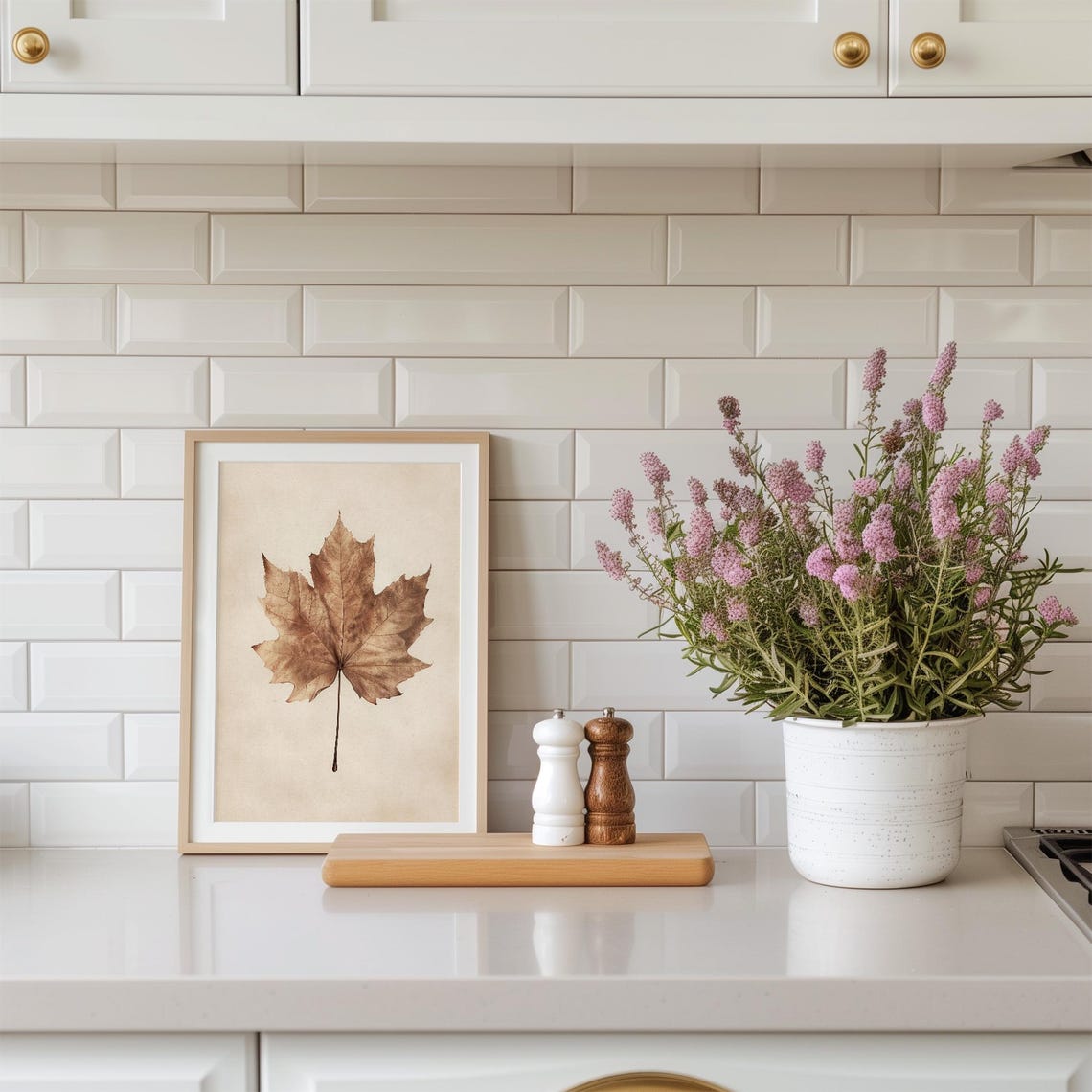 Pressed Brown Maple Leaf Simple Botanical Neutral Beige Fall Poster - Image 2