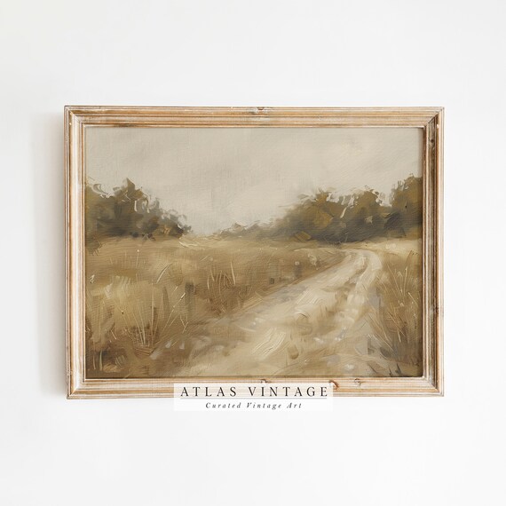 Country Road Landscape Painting Neutral Beige Countryside Path Poster