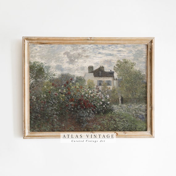 Vintage Flower Garden Print Cottage Oil Painting Claude Monet Print French Country Spring Wall Art Summer Decor